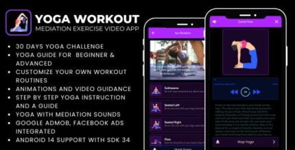 Yoga Workout Exercise Mediation Video with AdMob Ads Android