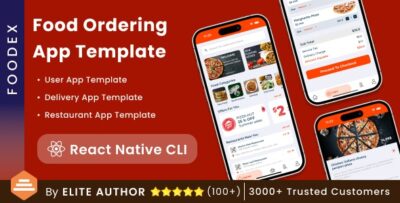 3 in 1 React Native Food Ordering App Template Food Delivery App FoodEx React Native CLI