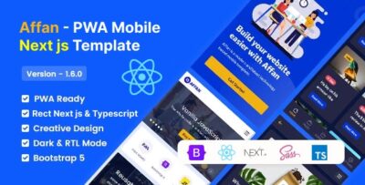 Affan - PWA Mobile React Next jsTemplate