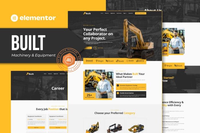 Built - Machinery & Equipment Rentals Elementor Pro Template Kit