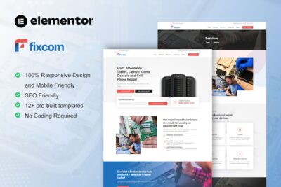 Fixcom - Mobile Phone & Computer Repair Elementor Template Kit