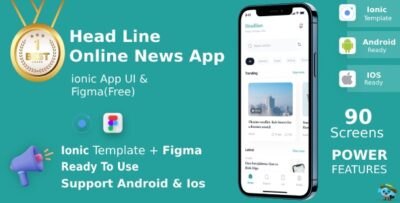 HeadLine App ANDROID + IOS + FIGMA UI Kit Ionic News & Articles App