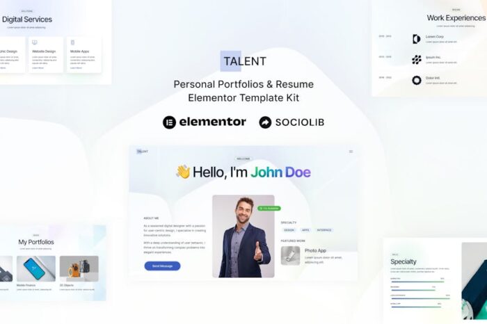 Talent - Personal Portfolios & Resume Elementor Template Kit