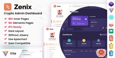 Zenix - Vite Crypto Admin Dashboard Template