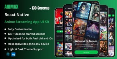 Animax Pro - Anime Streaming React Native CLI App Ui Kit