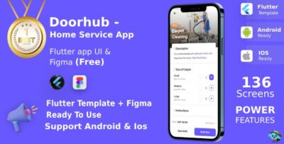 DoorHub ANDROID + IOS + FIGMA (Free) UI Kit Flutter Home Service Provide