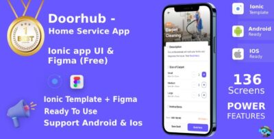 DoorHub ANDROID + IOS + FIGMA (Free) UI Kit Ionic Home Service Provide