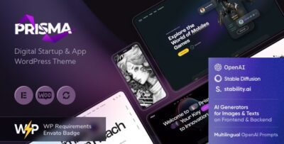 Prisma - Digital Startup & App WordPress Theme + AI v1.5