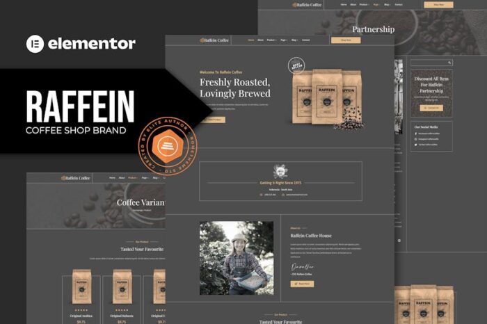 Raffein - Coffee Shop Brand Elementor Template Kit