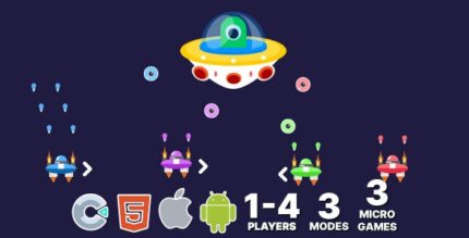 Space Ship. 1-4 Player Mode. 3 Modes. 3 Games. Construct 3 (c3p)