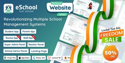 eSchool SaaS - School Management System with Student Parents Flutter App Laravel Admin