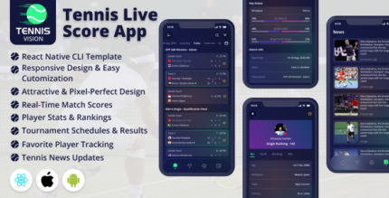 TennisVision - Tennis Live Score App - React Native Mobile App Template - AndroidiOS UI Kit