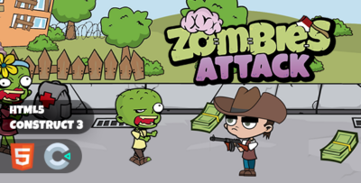 Zombies Attack Construct 3 HTML5 Game