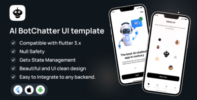 AI BotChatter UI Template The AI Chat Expert in Flutter 3.x (Android, iOS) UI app template