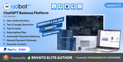 AdBotPro - ChatGPT Business Platform Website Android-iOS App Admin Panel