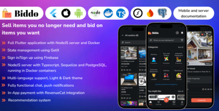 Biddo - Full Flutter auction app, NodeJS server with Docker (with chat)