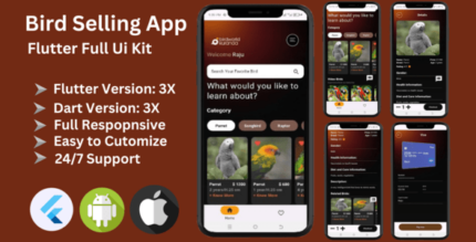 BirdBuy- Online Bird Buy App Flutter Mobile Template Full App Flutter 3.x (Android & iOS)
