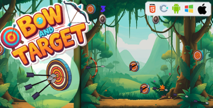 Bow and Target Construct 3 Game (HTML5, AdMob, C3P)