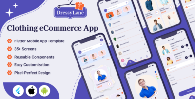 DressyLane - eCommerce Clothing Shop Flutter Mobile App Template Sell Clothes for Men, Women & Kid