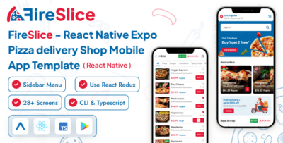 FireSlice - React Native Expo Pizza Delivery Mobile App Template