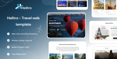 Helitro - Explore the World with a Travel Website Built in Flutter Web Flutter Web Landing Page