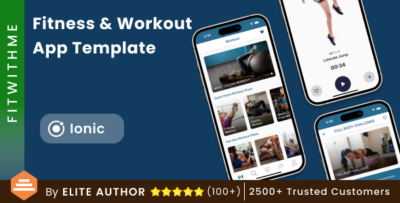 Ionic Fitness Workout App Template in Ionic FitWithMe