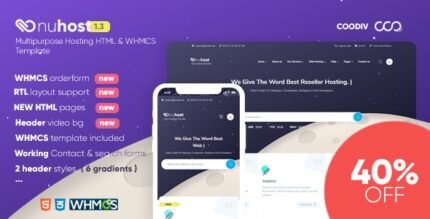 Nuhost - Multipurpose Hosting HTML & WHMCS Template