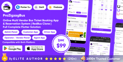 ProZigzagBus Online Multi Vendor Bus Ticket Booking App & Reservation System Flutter Solution