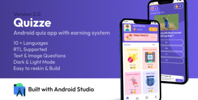 Quizze Android Quiz App Android Gaming App Android Studio Full App + Admin Panel