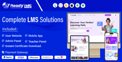 Ready LMS - Complete Learning Management System Websites, Mobile app with Admin panel