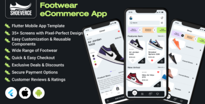 ShoeVerce - eCommerce App for Footwear Store - Flutter Mobile App Template Android & iOS