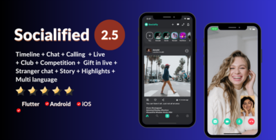 Social media app clone (instagram,facebook,linked in etc) + Node.js socket Chat + Calling + Live