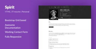 SpirIT — Portfolio & Resume HTML Template for Developers, Programmers and Freelancers.