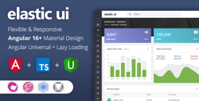 elastic ui - Angular 16+ Material Design & Redux Admin Template