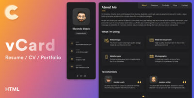 vCard – HTML5 Resume CV Portfolio