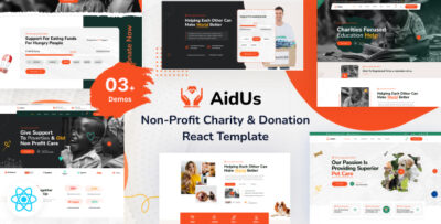 AidUs – Charity Nonprofit React Template