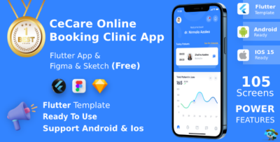 CeCare ANDROID + IOS + FIGMA + SKETCH UI Kit Flutter Online Clinic & Medical App