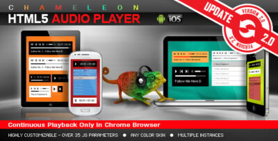 Chameleon HTML5 Audio Player WithWithout Playlist