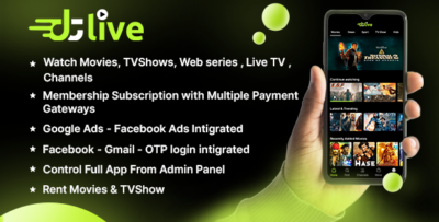 DTLive - Movies – TV Series – Live TV - Channels - OTT - Android app Laravel Admin Panel