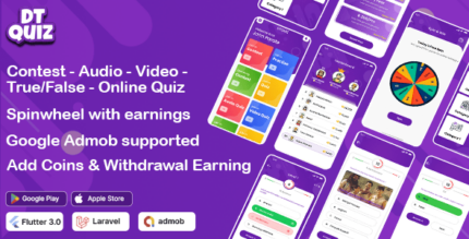 DTQuiz - Online Quiz Flutter App Trivia Quiz Quiz Game Android iOS Admin Panel