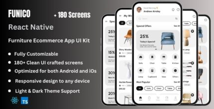 Funico - Furniture Ecommerce React Native CLI App Ui Kit