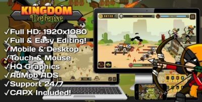 Kingdom Defense - HTML5 Game 30 Levels + Mobile Version! (Construct 3 Construct 2 Capx)