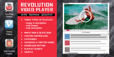 Revolution Video Player With Bottom Playlist - YouTubeVimeoSelf-Hosted Support