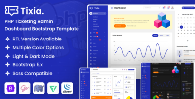 Tixia - PHP Ticketing Admin Dashboard Bootstrap Template