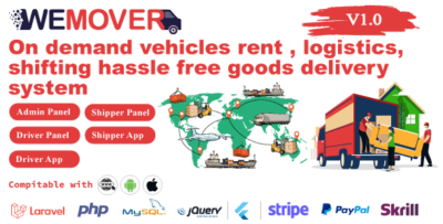 We Mover-On demand vehicles rentlogisticsgoods shifting hassle free delivery system with web panel