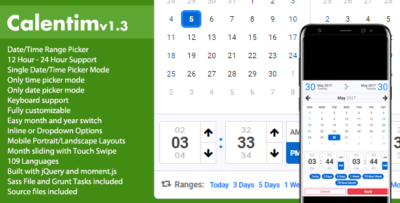 Calentim - Date Time Range Picker