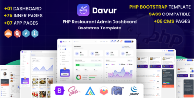 Davur - Restaurant PHP Admin Dashboard Bootstrap Template