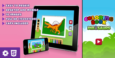 Dinosaurs Coloring Book - HTML5 Educational Game (.c3p & .capx)