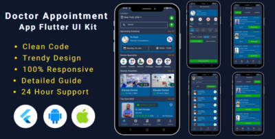 Flutter Doctor Appointment Booking Mobile App Template Medical Clinics & Live Consultation App