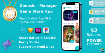 Game Store App ANDROID + IOS + FIGMA + XD + Sketch UI Kit React Native Genesis